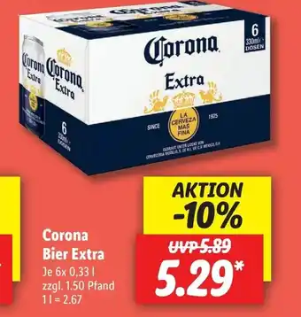 Lidl Corona Bier Extra 6 x 0,33 Liter zzgl. 1,50 Pfand Angebot