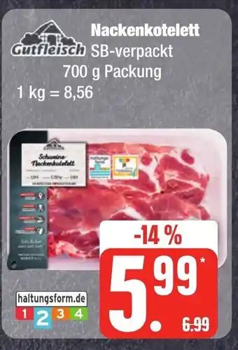 Edeka Frischemarkt Gutfleisch Nackenkotelett 700 g Packung Angebot