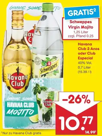 Netto Marken-Discount Havana Club 3 Anos oder Club Especial 0,7 Liter Angebot