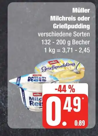 Edeka Frischemarkt Müller Milchreis oder Grießpudding 132-200g Angebot