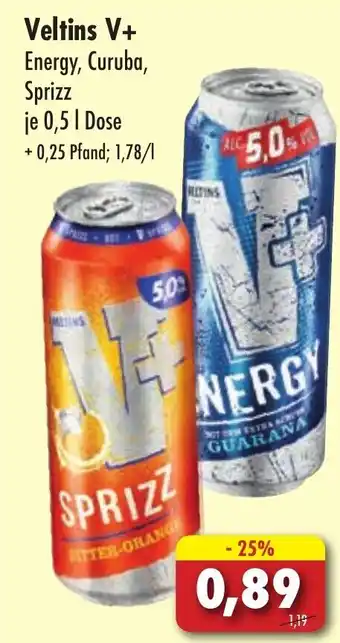 Lösch Depot Veltins V+ Energy, Curuba, Sprizz je 0,5 I Dose Angebot