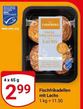 Globus LYKKEBERG Fischfrikadellen mit Lachs 4*65g Angebot