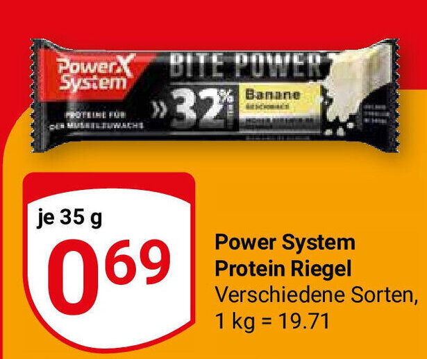 Power System Protein Riegel Verschiedene Sorten, 35g Angebot bei Globus