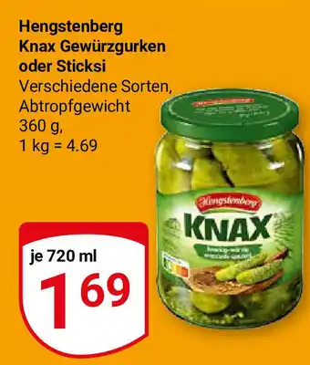 Globus Hengstenberg Knax Gewürzgurken oder Sticksi Verschiedene Sorten, 720ml Angebot