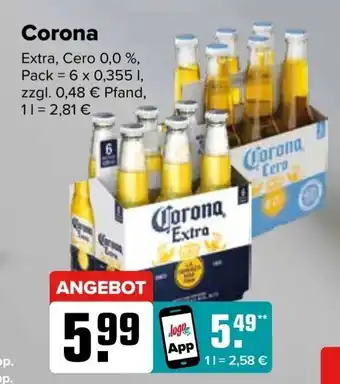 Logo Getränkemarkt Corona Extra o. Corona Cero  6*355ml Angebot