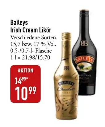 Galeria Markthalle Baileys Irish Cream Likör Verschiedene Sorten. 15,7 bzw. 17 % Vol. 0,5-/0,7-l Angebot