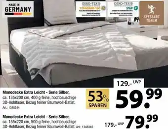 Zurbrüggen Monodecke Extra Leicht - Serie Silber Angebot