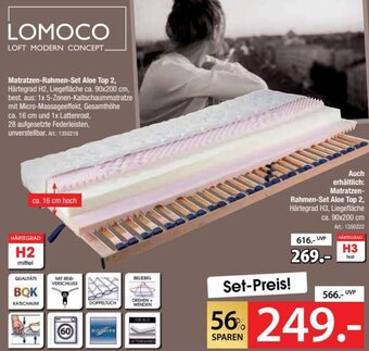 Zurbrüggen LOMOCO Matratzen-Rahmen-Set Aloe Top 2 Angebot