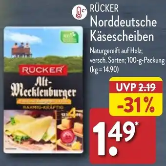 Aldi Nord RÜCKER Norddeutsche Käsescheiben 100 g Packung Angebot