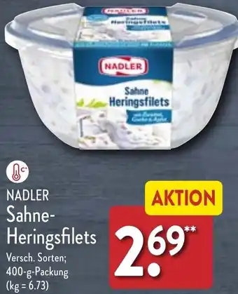 Aldi Nord NADLER Sahne-Heringsfilets 400 g Packung Angebot