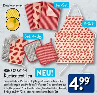 Aldi Nord HOME CREATION Küchentextilien Angebot