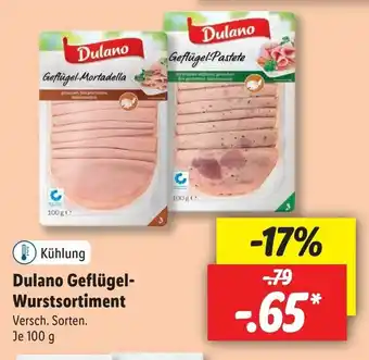 Lidl Dulano geflugel-wurstsortiment 100g Angebot