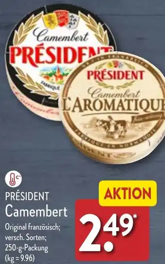 Aldi Nord PRÉSIDENT Camembert 250 g Packung Angebot