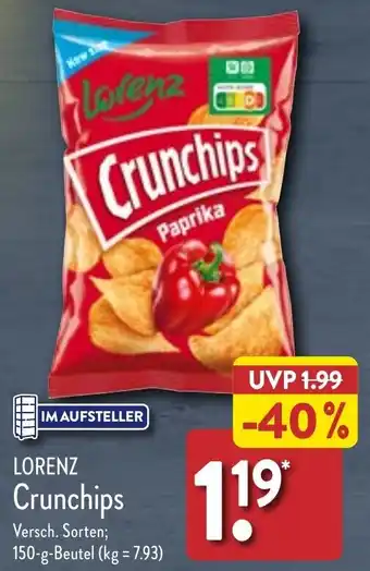 Aldi Nord LORENZ Crunchips 150 g Beutel Angebot