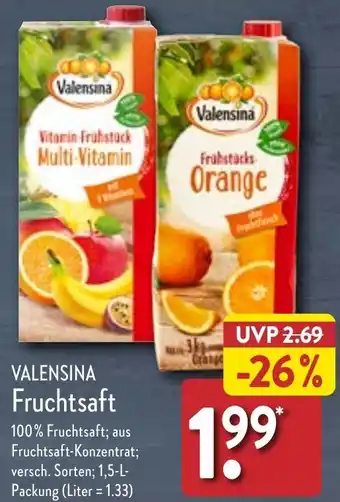 Aldi Nord Valensina Fruchtsaft 1,5 L Packung Angebot