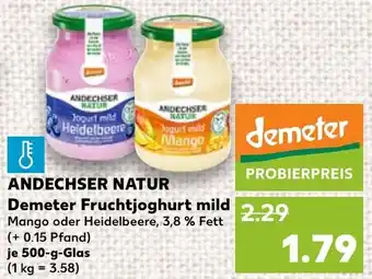 Kaufland ANDECHSER NATUR Demeter Fruchtjoghurt mild 500 g Glas Angebot