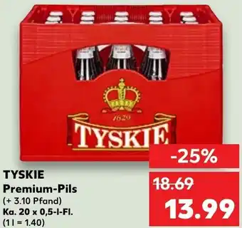 Kaufland TYSKIE Premium-Pils Ka. 20 x 0,5-I-FI. Angebot