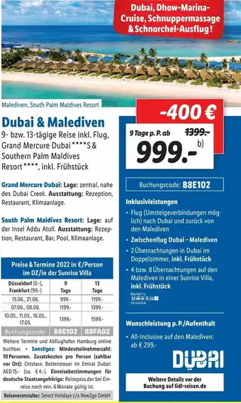 Lidl Dubai & malediven Angebot