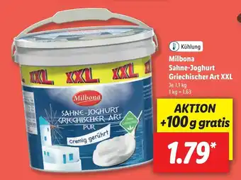 Lidl Milbona sahne-joghurt giechischer art XXL 1,1kg Angebot