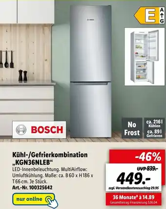 Lidl Kuhl-/gefrierkombination KGN36NLEB Angebot