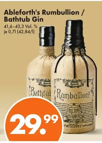 Trink und Spare Ableforth's Rumbullion / Bathtub Gin 700ml Angebot