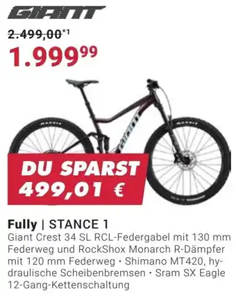 Fahrrad XXL GIANT Fully | STANCE 1 Angebot