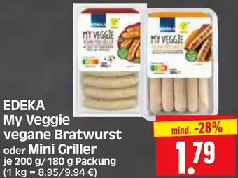 Edeka Herkules EDEKA My Veggie vegane Bratwurst oder Mini Griller 200 g/180 g Packung Angebot