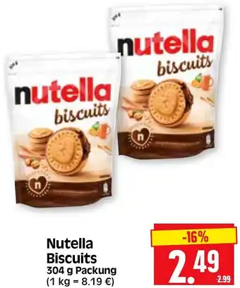 Edeka Herkules Nutella Biscuits 304 g Packung Angebot