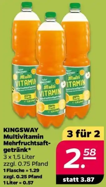 NETTO KINGSWAY Multivitamin Mehrfruchtsaftgetränk* 3 x 1,5 Liter Angebot