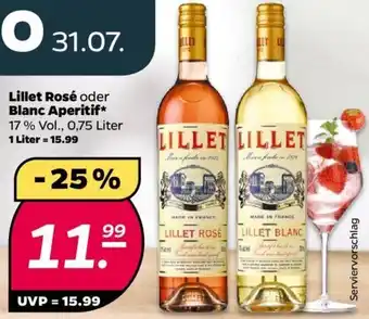 NETTO Lillet Rosé oder Blanc Aperitif 0,75 Liter Angebot