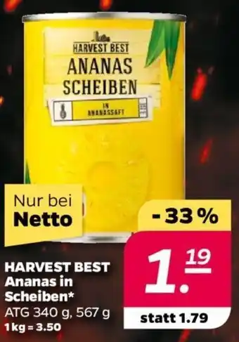 NETTO HARVEST BEST Ananas in Scheiben Angebot