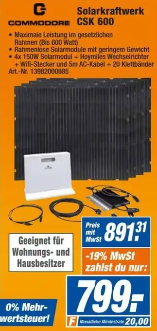 expert Techno Land COMMODORE Solarkraftwerk CSK 600 Angebot