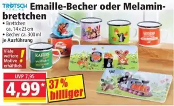 Norma TRÖTSCH Emaille-Becher oder Melaminbrettchen Angebot