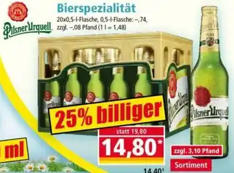 Norma Pilsner Urquell Bierspezialität 20x0,5 L Flasche Angebot