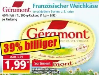 Norma Géramont Französischer Weichkäse 200 g Packung Angebot