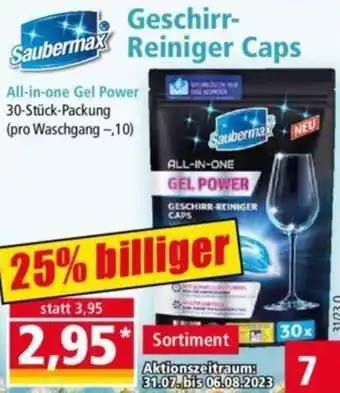 Norma Saubermax Geschirr Reiniger Caps 30 Stück Packung Angebot