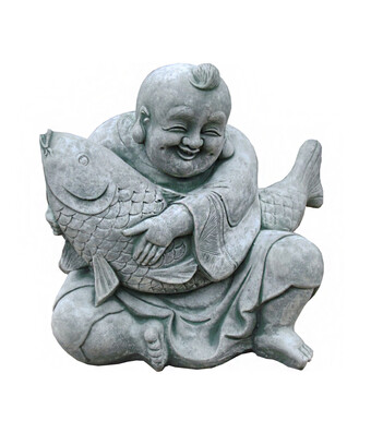 Dehner Denscho stein-buddha mit koi, 35 x 25 x 35 cm Angebot