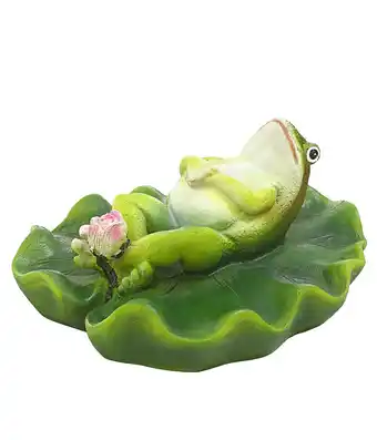 Dehner Dehner polyresin-schwimmfigur frosch auf rücken liegend auf lotusblatt, ca. b13,5/h6/t11 cm Angebot