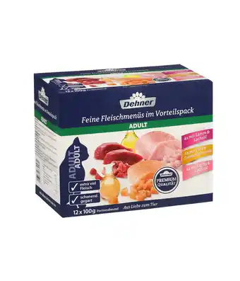 Dehner Dehner premium nassfutter für katzen feine fleischmenüs im vorteilspack adult, 12 x 100 g Angebot