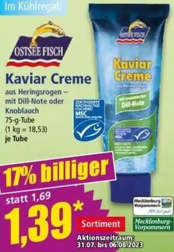 Norma OSTSEE FISCH Kaviar Creme 75 g Tube Angebot