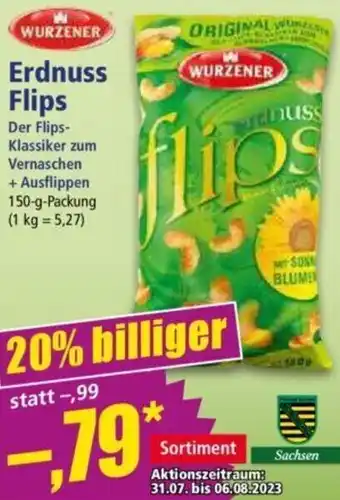 Norma WURZENER Erdnuss Flips 150 g Packung Angebot