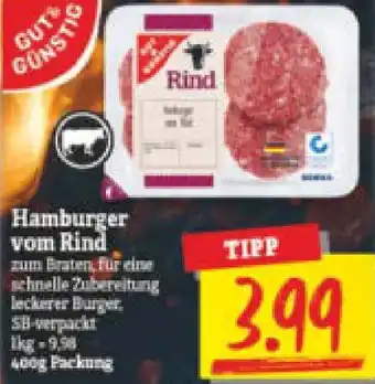 NP Discount Gut & Günstig Hamburger vom Rind 400 g Packung Angebot