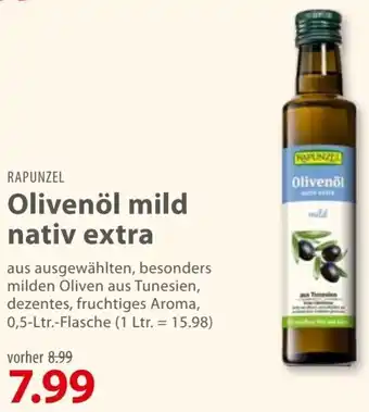 basic RAPUNZEL Olivenöl mild nativ extra 0,5 Ltr. Flasche Angebot