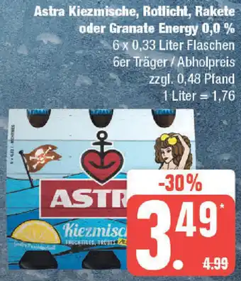 Marktkauf Astra Kiezmische, Rotlicht, Rakete oder Granate Energy 0,0 % 6 x 0,33 Liter Flaschen Angebot