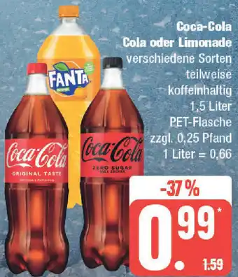 Marktkauf Coca-Cola Cola oder Limonade 1,5 Liter PET-Flasche Angebot