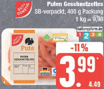 Marktkauf GUT& GÜNSTIG Puten Geschnetzeltes 400 g Packung Angebot