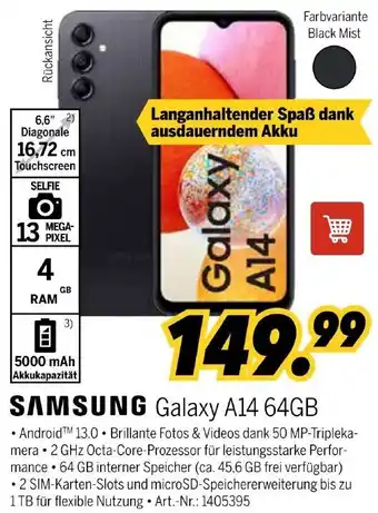 MEDIMAX SAMSUNG Galaxy A14 64GB Angebot