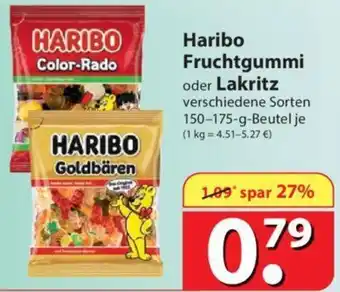 Famila Nord Ost Haribo Fruchtgummi oder Lakritz 150-175-g-Beutel Angebot