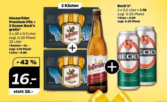 NETTO Hasseröder Premium Pils + 2 Dosen Beck's gratis 2x20x0,5L Angebot