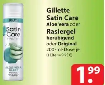 Famila Nord Ost Gillette Satin Care Aloe Vera oder Rasiergel beruhigend oder Original 200-ml-Dose Angebot